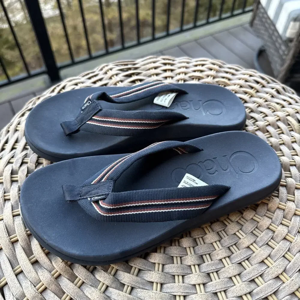 CHACO CHILLOS Flip Flop Navy Slip-On Arch-Support Beach Sandal Men's 7 US 40 EU